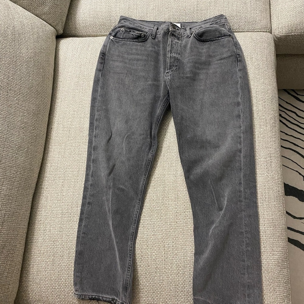 Agolde Riley Crop Gray Denim Jeans